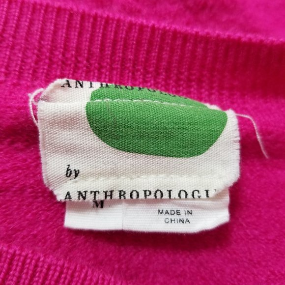 By Anthropologie sweater Medium pullover boxy cropped knit 98% wool stretch - Picture 11 of 12